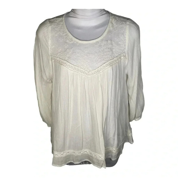CHLOE K 3/4 Sleeve Lace Blouse - Picture 1 of 5